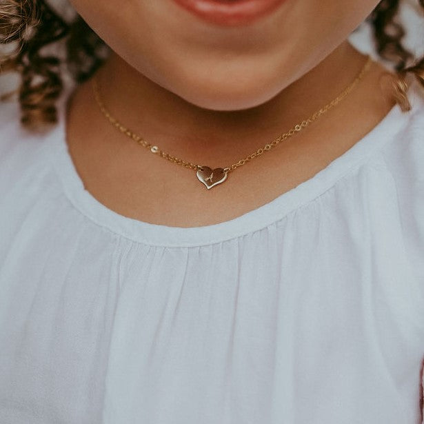 Child Heart Initial Necklace