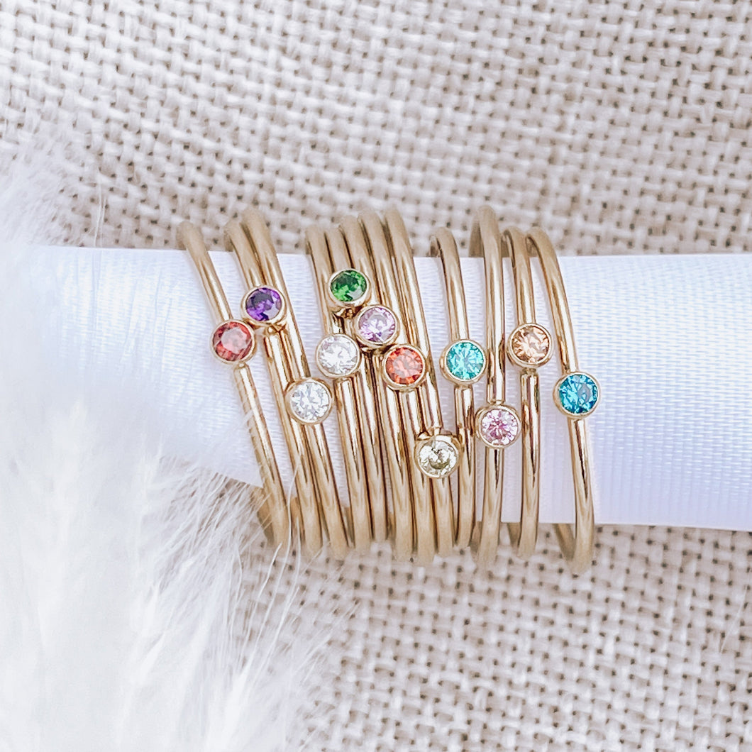 Birthstone Stacking Ring - Gold Filled
