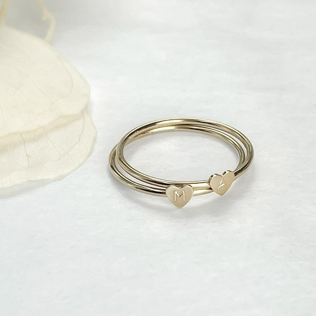 Initial Stacking Heart Ring