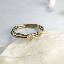 Load image into Gallery viewer, Initial Stacking Heart Ring