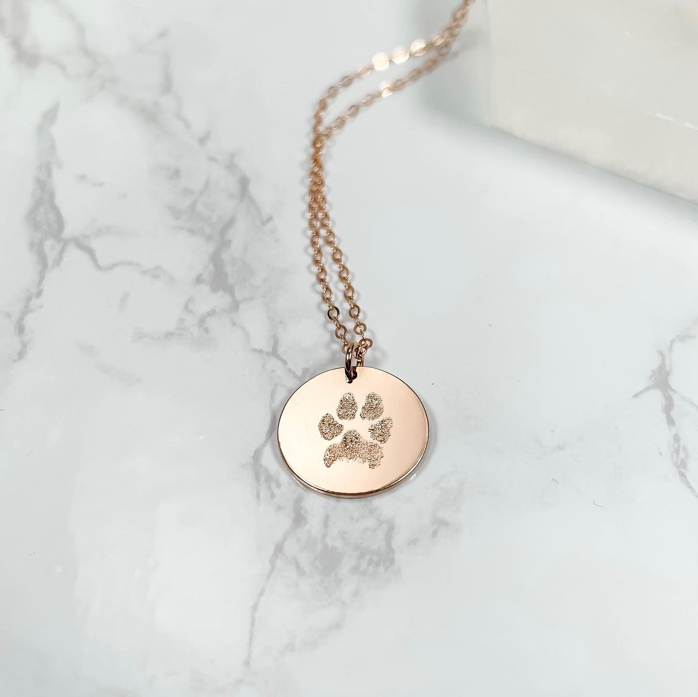 Sterling Silver Paw Print Pebble Pendant Necklace | The British Craft House